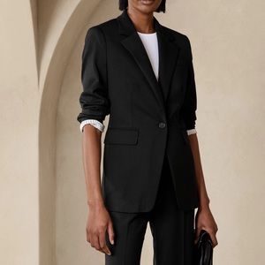 Banana Republic Siena Slim Italian Wool Blazer Size 2 Black
